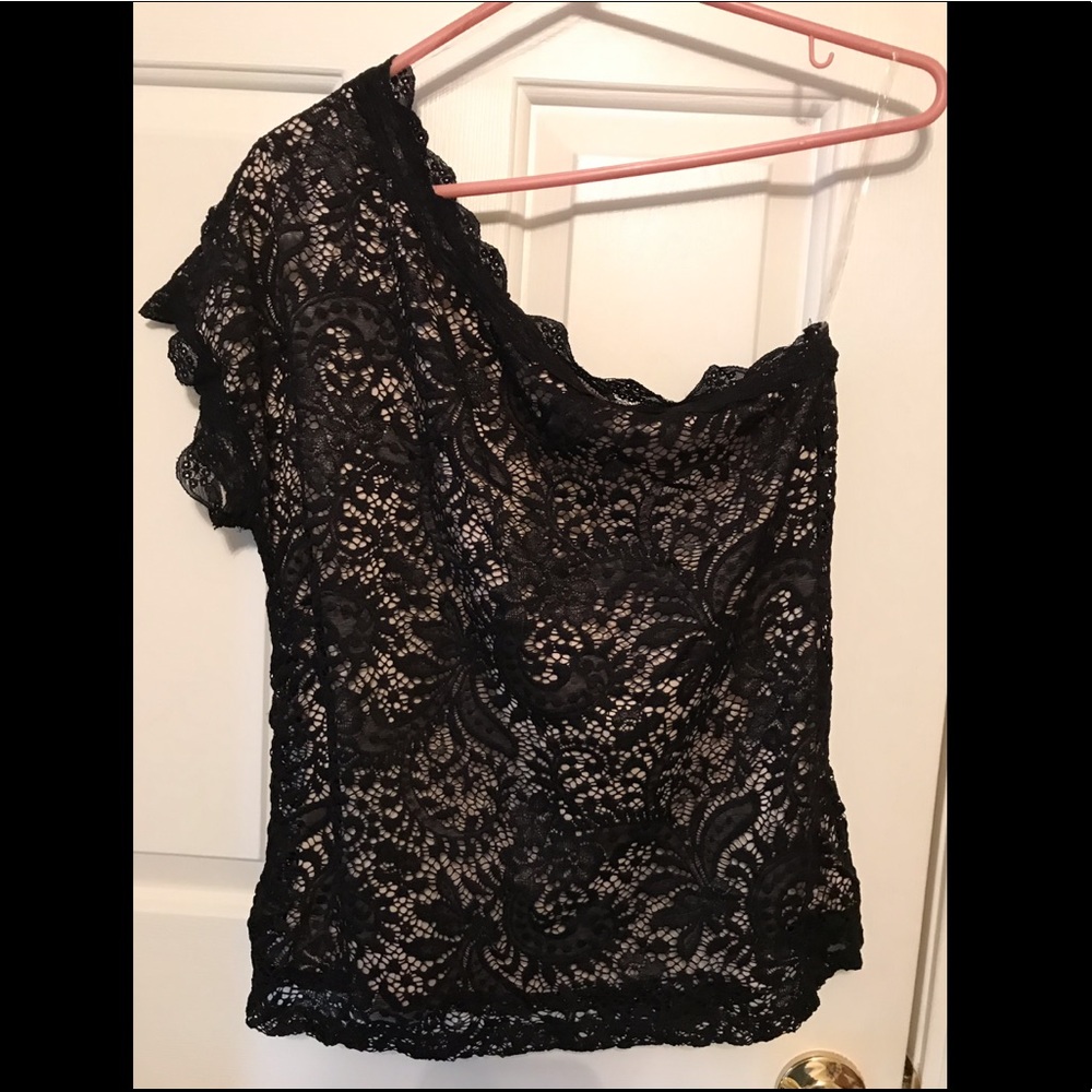 PerSeption Concept One Shoulder Lace Top